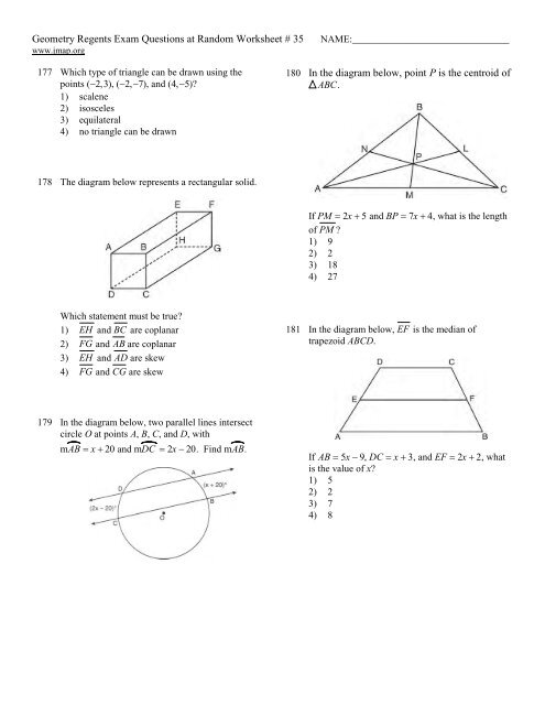 Geometry Regents at Random Worksheets - JMap