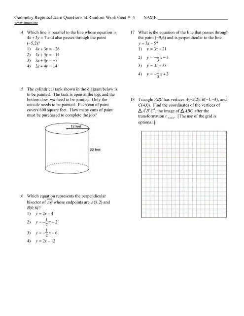 Geometry Regents at Random Worksheets - JMap