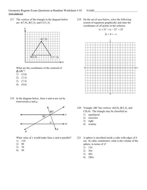 Geometry Regents at Random Worksheets - JMap