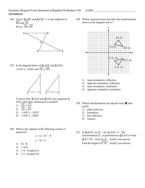 Geometry Regents at Random Worksheets - JMap