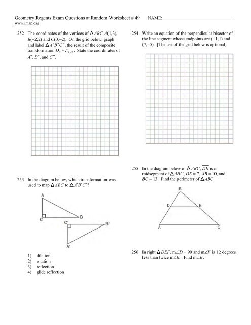 Geometry Regents at Random Worksheets - JMap