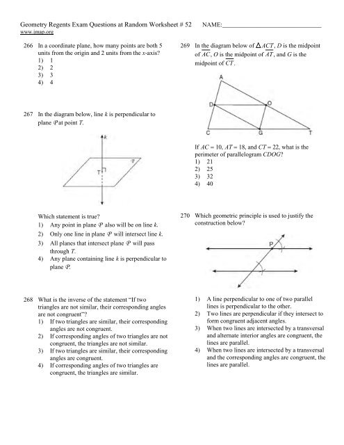 Geometry Regents at Random Worksheets - JMap