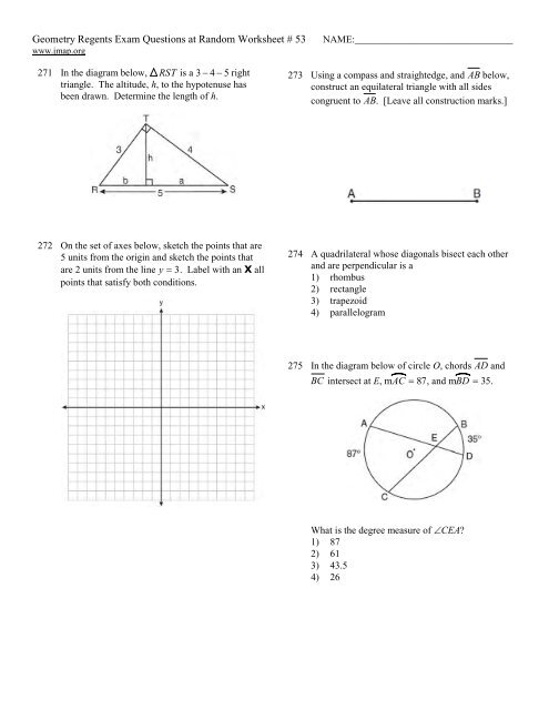 Geometry Regents at Random Worksheets - JMap