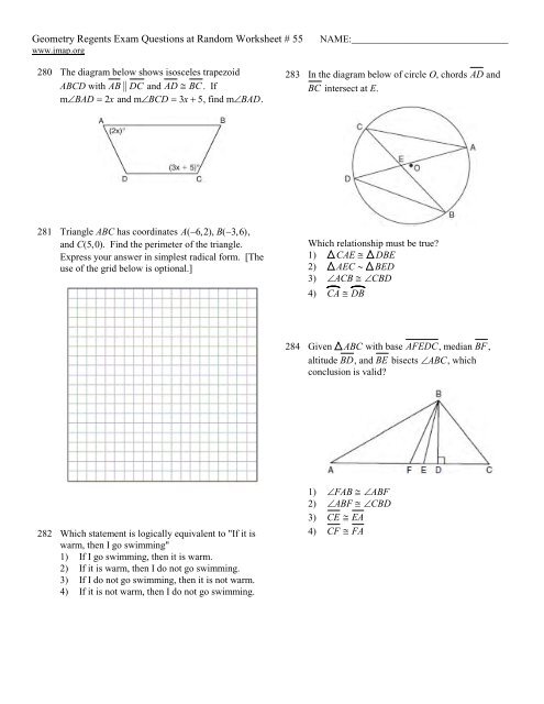 Geometry Regents at Random Worksheets - JMap