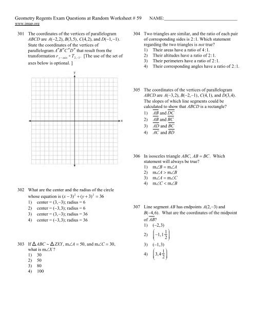 Geometry Regents at Random Worksheets - JMap