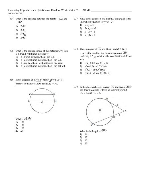 Geometry Regents at Random Worksheets - JMap