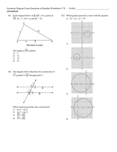 Geometry Regents at Random Worksheets - JMap