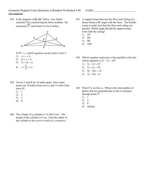 Geometry Regents at Random Worksheets - JMap