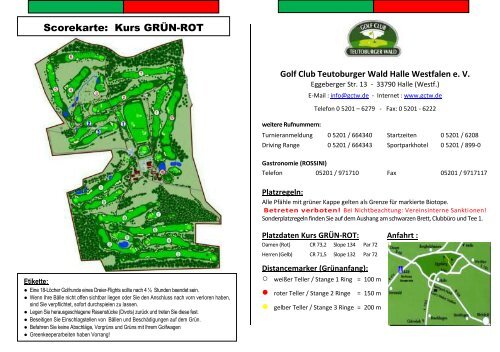 Scorekarte: Kurs GRÜN-ROT - im Golf Club Teutoburger Wald