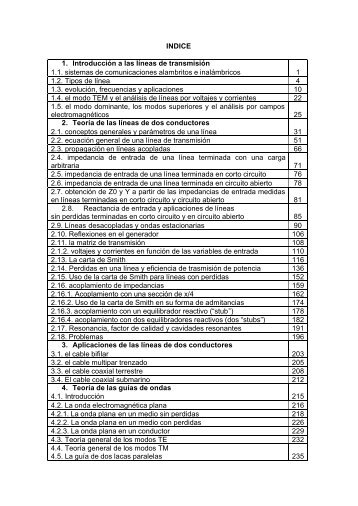 INDICE 1. Introducción a las líneas de transmisión 1.1 ... - URBE