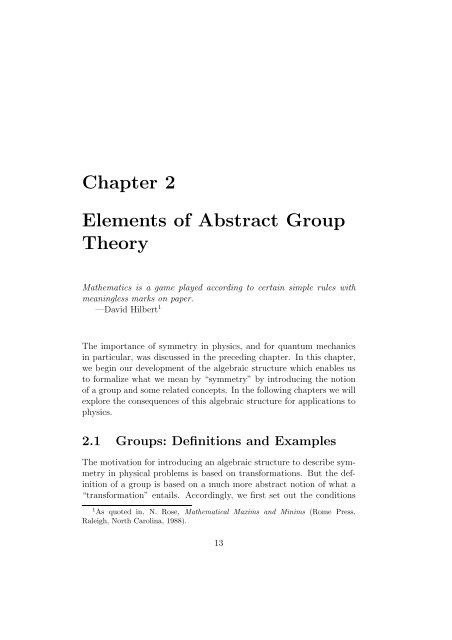 Chapter 2 Elements of Abstract Group Theory