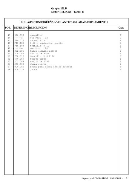 Grupo: 15LD Motor: 15LD 225 Tabla: A ... - A Motor Diesel