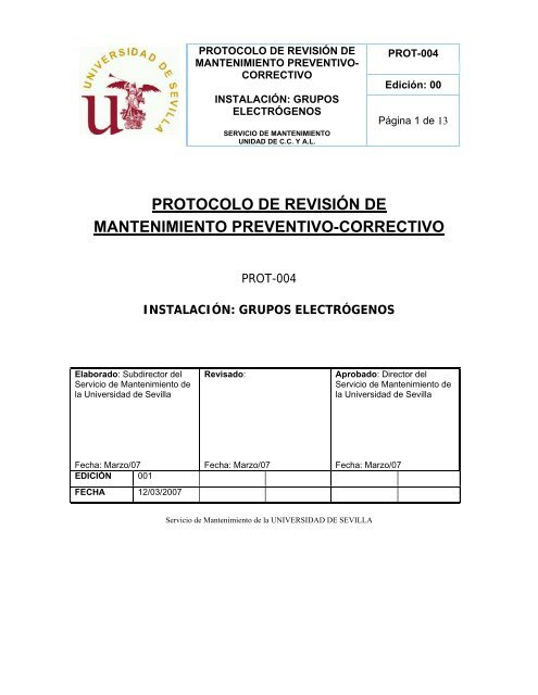 Grupo Electrógeno - Universidad de Sevilla