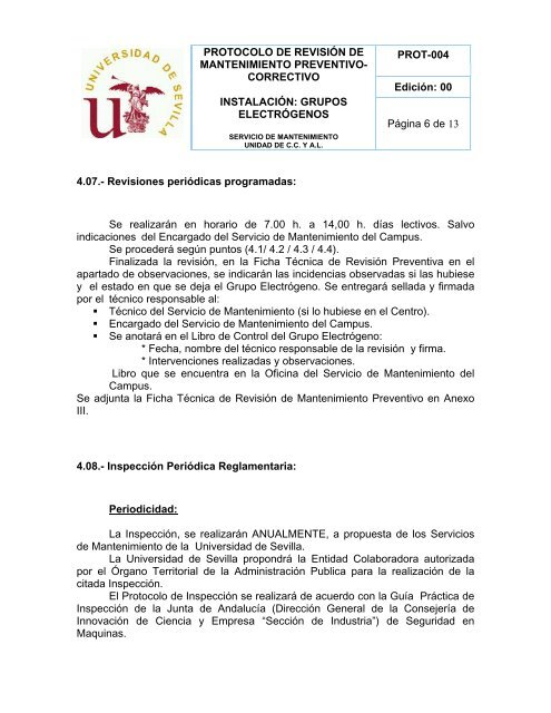 Grupo Electrógeno - Universidad de Sevilla