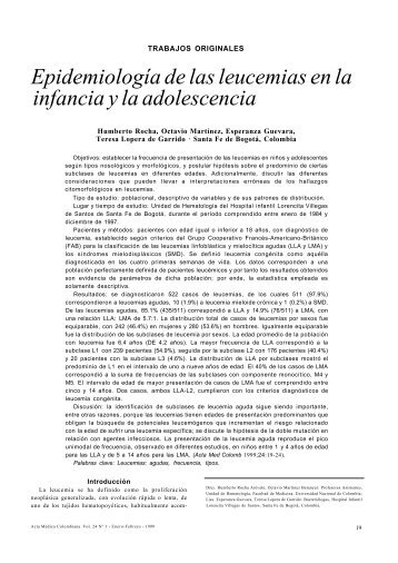 Epidemiología de las leucemias en la infancia y la adolescencia