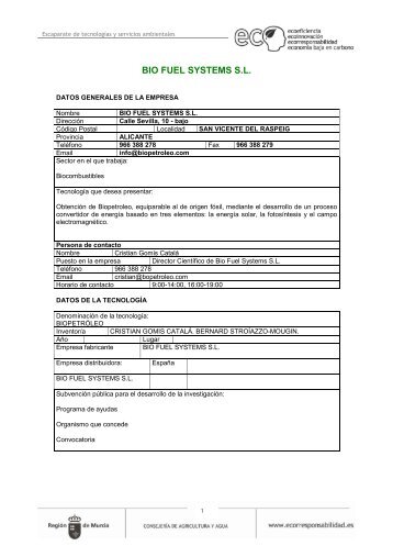 BIO FUEL SYSTEMS S.L. - Ecorresponsabilidad