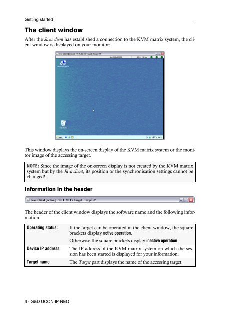 Bedienung Java-Client (1.00) - Guntermann und Drunck GmbH