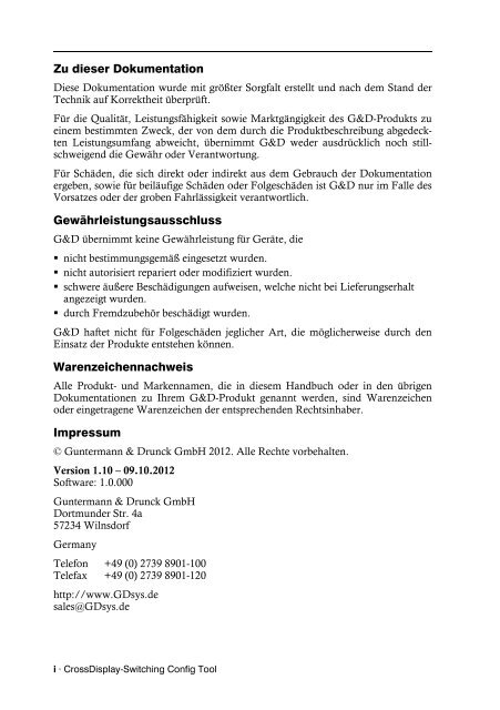 CrossDisplay-Switching Config Tool - Guntermann und Drunck GmbH