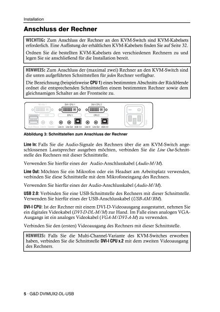 G&D DVIMUX2-DL-USB | Installation und Bedienung - Guntermann ...