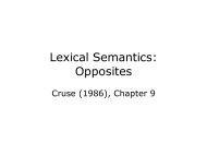 Lexical Semantics: Opposites