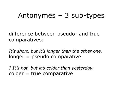 Lexical Semantics: Opposites