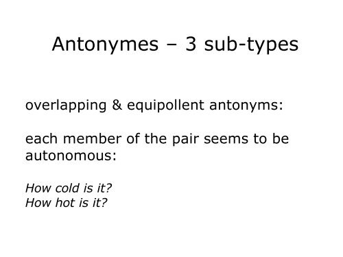 Lexical Semantics: Opposites