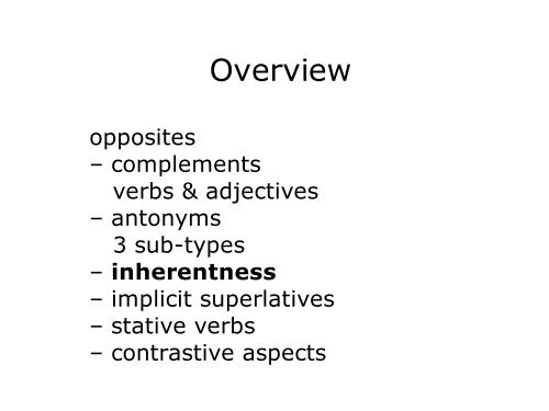 Lexical Semantics: Opposites