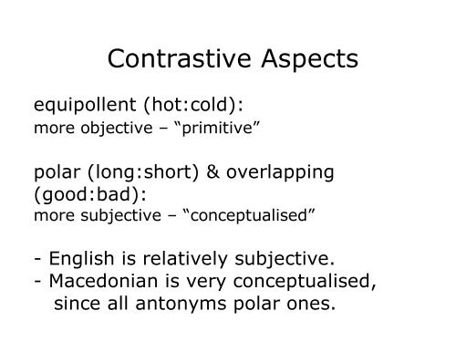 Lexical Semantics: Opposites