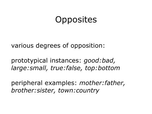 Lexical Semantics: Opposites