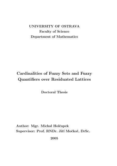 Cardinalities of Fuzzy Sets and Fuzzy Quantifiers over ... - irafm