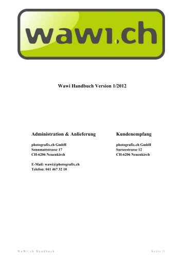 Wawi Handbuch Version 1/2012 Administration & Anlieferung ...