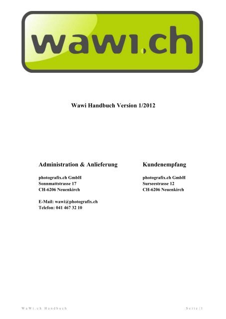 Wawi Handbuch Version 1/2012 Administration &amp; Anlieferung ...