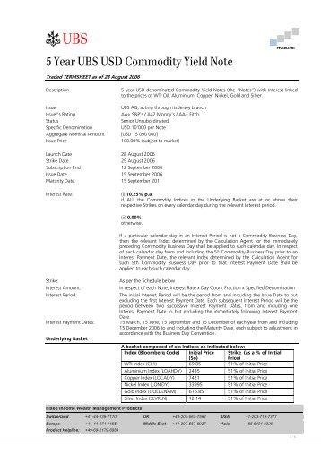5 Year UBS USD Commodity Yield Note - Sgkb