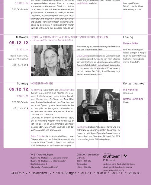 Programm September – Dezember 2012 - GEDOK-Stuttgart