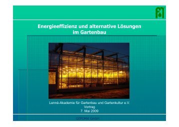 Energieeffizienz und alternative LÃ¶sungen im Gartenbau