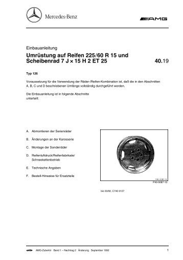 Umrüstung auf Reifen 225/60 R 15 und Scheibenrad 7 J ... - gehner.de