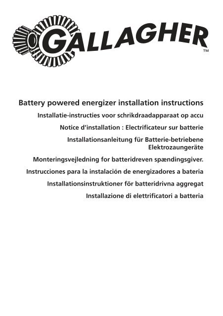 Battery powered energizer installation instructions - Gallagher.eu