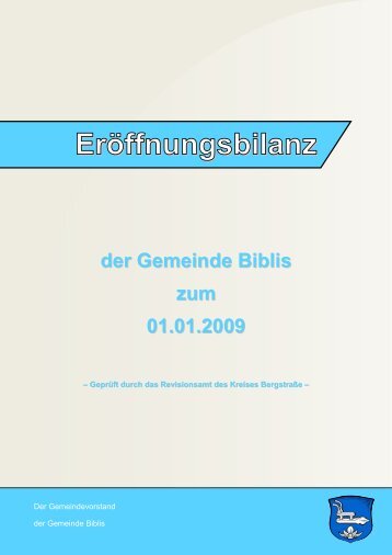 ErÃ¶ffnungsbilanz der Gemeinde Biblis zum 01.01.2009