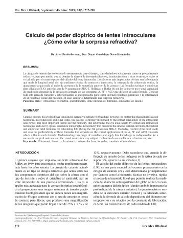 Cálculo del poder dióptrico de lentes intraoculares.