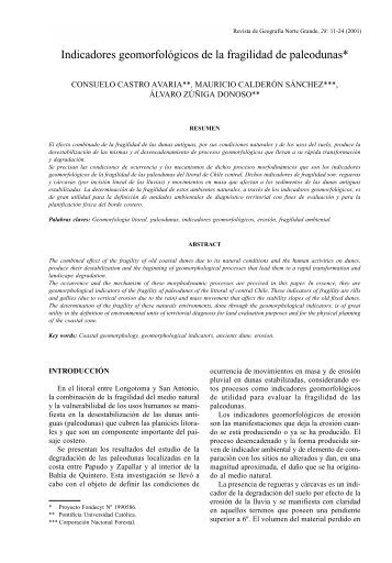 Indicadores geomorfológicos de la fragilidad de paleodunas