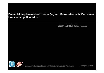 Potencial de planeamientro de la Región Metropolitana de Barcelona