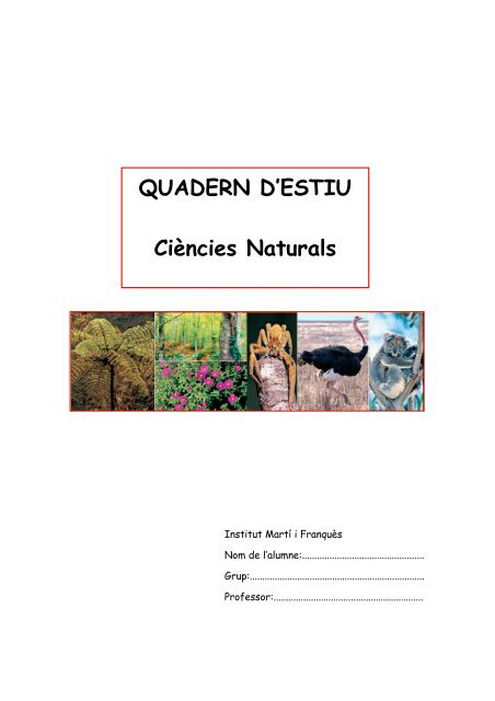 QUADERN D'ESTIU Ciències Naturals - Institut Antoni de Martí i ...