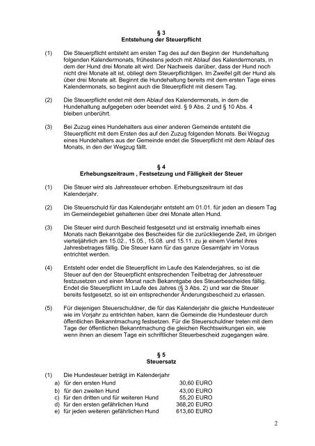 Satzung der Gemeinde Seddiner See über die Erhebung der ...