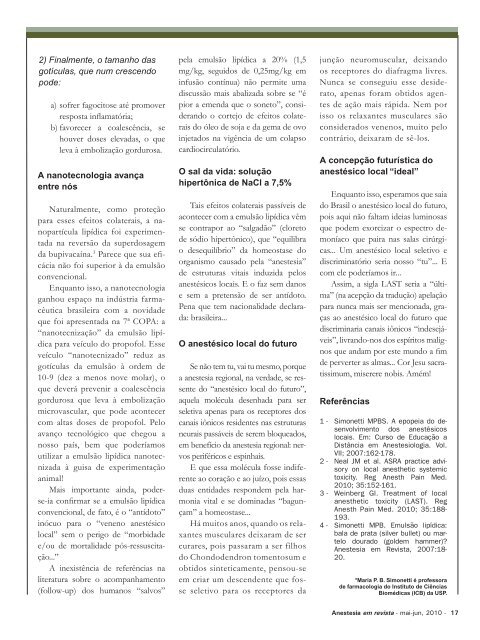 Maio/Junho - Sociedade Brasileira de Anestesiologia