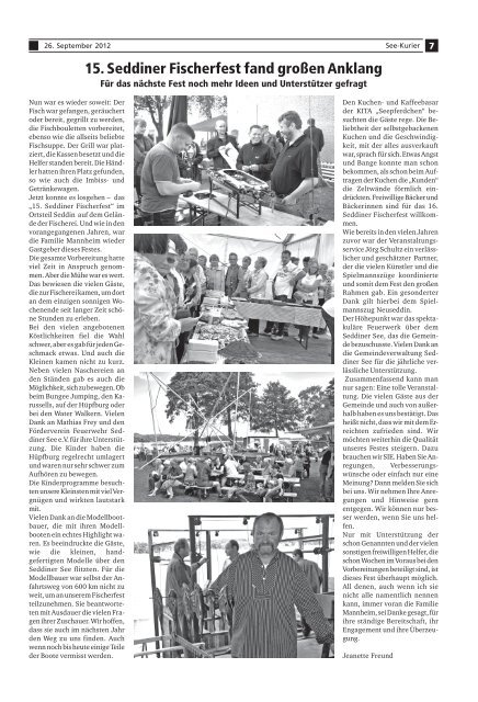 Ausgabe - Nr.09 vom 26. September 2012 - Gemeinde Seddiner See
