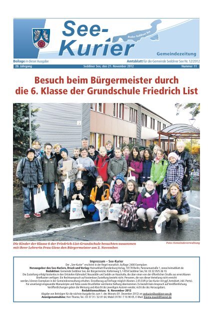 Ausgabe - Nr.11 vom 21. November 2012 - Gemeinde Seddiner See