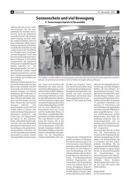 Ausgabe - Nr.11 vom 21. November 2012 - Gemeinde Seddiner See