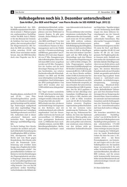 Ausgabe - Nr.11 vom 21. November 2012 - Gemeinde Seddiner See