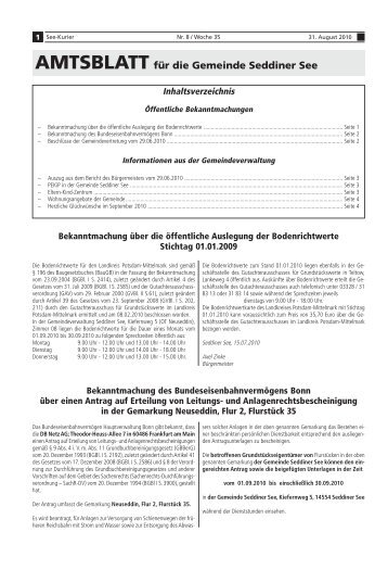 AMTSBLATT für die Gemeinde Seddiner See