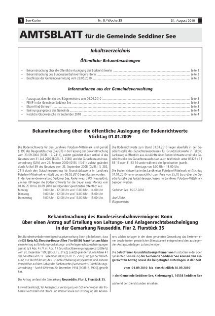 AMTSBLATT für die Gemeinde Seddiner See